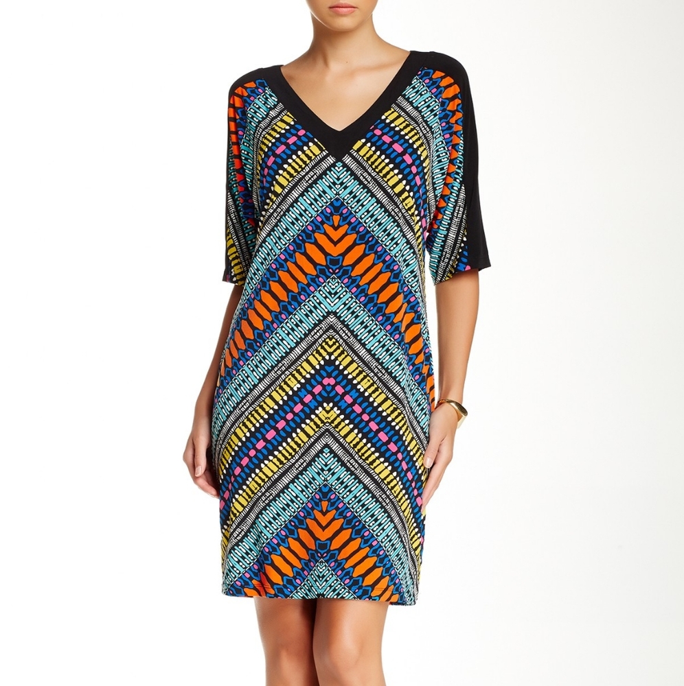 Maggy London Bright Colored Dolman Sleeve Dress